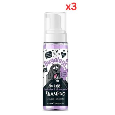 Bugalugs Lavender & Chamomile No Rinse Dog Shampoo 200ml (6.8 Fl Oz) (Pack of 3) Bugalugs Lavender & Chamomile No Rinse Dog Shampoo 200ml (6.8 Fl Oz) (Pack of 3)