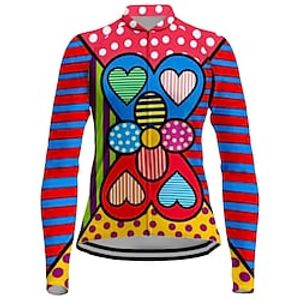 21Grams Women's Cycling Jersey Long Sleeve Bike Top with 3 Rear Pockets Mountain Bike MTB Road Bike Cycling Breathable Quick Dry Moisture Wicking Reflective Strips Red Heart Spandex Sports Clothing miniinthebox