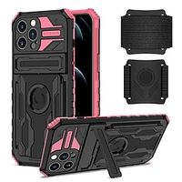 Phone Case For Apple Back Cover iPhone 13 Pro Max 12 11 SE 2022 X XR XS Max 8 7 Shockproof with Stand with Wrist Strap Solid Colored PC miniinthebox - thumbnail