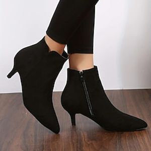 Women's Boots Suede Shoes Plus Size Outdoor Daily Booties Ankle Boots Stiletto Heel Pointed Toe Elegant Fashion Faux Suede Zipper Black Brown miniinthebox