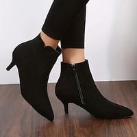 Women's Boots Suede Shoes Plus Size Outdoor Daily Booties Ankle Boots Stiletto Heel Pointed Toe Elegant Fashion Faux Suede Zipper Black Brown miniinthebox