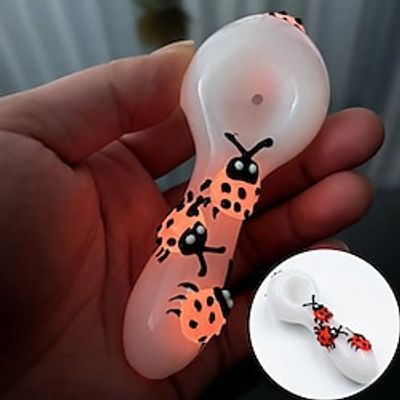 1pc Luminous Glass Smoking Pipe 3.94  Cute Beetles Style Glass Pipes Portable and Easier to Clean Glow in Dark Pipe Lightinthebox