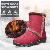 Women's Boots Snow Boots Waterproof Boots Soft Shoes Outdoor Daily Fleece Lined Booties Ankle Boots Platform Wedge Heel Round Toe Plush Casual Comfort Polyester Faux Fur Loafer Solid Color Dark Brown Lightinthebox - thumbnail