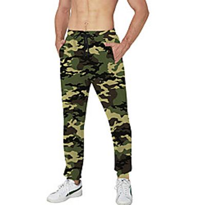 Men's Casual Athleisure Daily Sports Jogger Pants Sweatpants Pants Camouflage Full Length Drawstring Pocket 3D Print Camouflage Green Lightinthebox