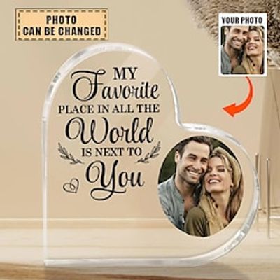 Photo Personalized Acrylic Heart Plaque - Valentine's Day Gift - Anniversary Gift For Couple - Gift For Him Gift For Her My Favorite Place Couple 1010cm(3.93.9") miniinthebox