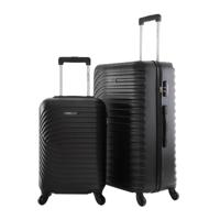 PARA JOHN Lightweight 2-Pieces ABS Hard side Travel Luggage Trolley Bag Set with Lock for men / women / unisex Hard shell strong BLACK