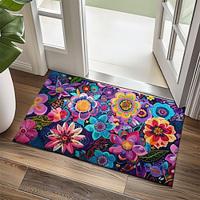 Mexico Folk Art Flowers Doormat Non-Slip Oil Proof Rug Indoor Outdoor Mat Bedroom Decor Bathroom Mat Entrance Rug Door Mat Lightinthebox