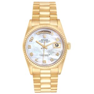 President Day-Date 36 Mop Dial Yellow Gold Mens Watch 18238