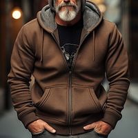 Men's Hoodie Full Zip Hoodie Black Navy Blue Brown Green Hooded Plain Pocket Sports Outdoor Daily Holiday Streetwear Cool Casual Spring Fall Clothing Apparel Hoodies Sweatshirts miniinthebox