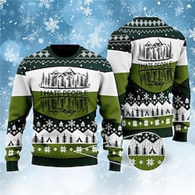 Christmas Tree Casual Men's Knitting Print Ugly Christmas Sweater Pullover Sweater Jumper Knitwear Outdoor Daily Vacation Christmas Long Sleeve Crewneck Sweaters Green Fall Winter S M L Sweaters Lightinthebox