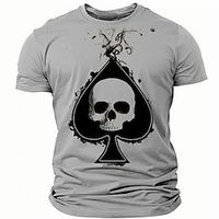 Skull Poker Red Army Green Gray T shirt Tee Men's Graphic Cotton Blend Shirt Sports Classic Shirt Short Sleeve Comfortable Tee Street Holiday Summer Fashion Designer Clothing S M L XL XXL XXXL Lightinthebox