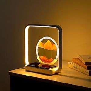 Flowing Sand Painting Desk Lamp Mobile Phone Wireless Charging Sand Painting Lamp Desktop LED Flowing Sand Painting Night Light Three Kinds Of Light Brightness Can Be Adjusted At Will miniinthebox