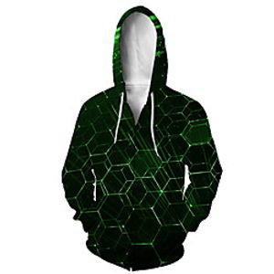 Men's Zip Up Hoodie Sweatshirt Animal 3D Casual Daily 3D Print Casual Hoodies Sweatshirts  Green miniinthebox