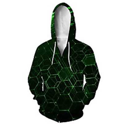 Men's Zip Up Hoodie Sweatshirt Animal 3D Casual Daily 3D Print Casual Hoodies Sweatshirts  Green miniinthebox