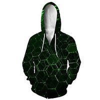 Men's Zip Up Hoodie Sweatshirt Animal 3D Casual Daily 3D Print Casual Hoodies Sweatshirts  Green miniinthebox - thumbnail