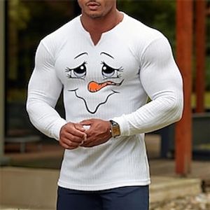 Men's T shirt Tee Cartoon Graphic Prints V Neck White Hot Stamping Street Daily Long Sleeve Print Clothing Apparel Fashion Designer Casual Comfortable Lightinthebox