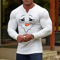 Men's T shirt Tee Cartoon Graphic Prints V Neck White Hot Stamping Street Daily Long Sleeve Print Clothing Apparel Fashion Designer Casual Comfortable Lightinthebox - thumbnail
