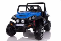 Megastar Rideon 12V 2 Seater Kids Buggy 4X4 With Rubber Tyres Car & Leather Seats - Blue (UAE Delivery Only)