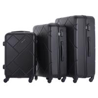 PARA JOHN 3-Piece Hard Side ABS Spinner Luggage Trolley Set 20/24/28 Inch BLACK