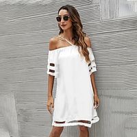 Women's Casual Dress Mini Dress Patchwork Cold Shoulder Street Holiday Vacation Basic Halter Neck Short Sleeve Loose Fit Black White Red Color S M L XL XXL Size Lightinthebox