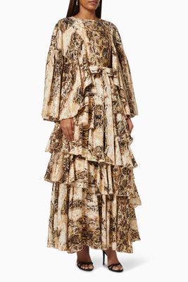 Layered Frill Dress with Belt Layered Frill Dress with Belt