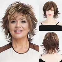 Synthetic Wig Curly With Bangs Machine Made Wig Short Light Brown Synthetic Hair Women's Soft Fashion Easy to Carry Brown miniinthebox