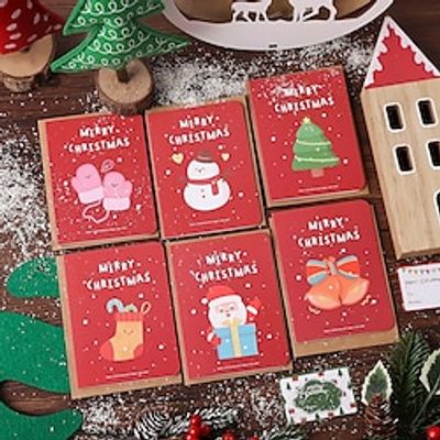 6pcs, Christmas Greeting Card Small Card Diy Set Creative Cute Greeting Card With Envelope Christmas Blessing Card Postcard, Christmas Decorations miniinthebox
