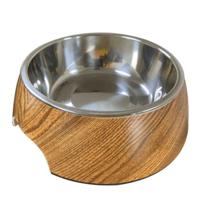 Nutrapet Applique Melamine Round Dk Wooden Small Pet Bowl