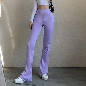 Women's Flare Pants Trousers Black Blue Purple Fashion Casual Daily Wide Leg Full Length Comfort Solid Color S M L XL Lightinthebox