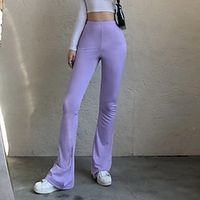 Women's Flare Pants Trousers Black Blue Purple Fashion Casual Daily Wide Leg Full Length Comfort Solid Color S M L XL Lightinthebox - thumbnail