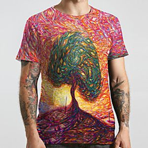Men's Unisex Tee T shirt 3D Print Graphic Prints Tree Plus Size Print Short Sleeve Casual Tops Basic Designer Big and Tall Rainbow miniinthebox