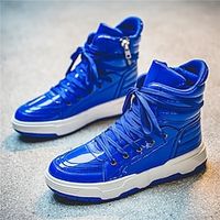 Men's Sneakers High Top Sneakers Walking Casual Athletic PU Slip Resistant Lace-up Black White Blue Fall miniinthebox - thumbnail