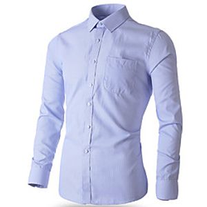 Men's Shirt Solid Colored Turndown Street Casual Button-Down Long Sleeve Tops Business Basic Formal Fashion Blue Purple miniinthebox