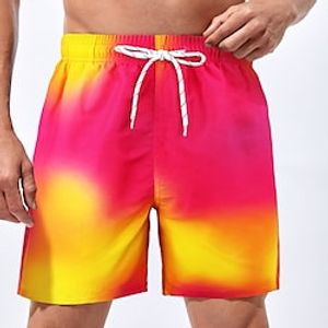 Men's Board Shorts Swim Shorts Swim Trunks Summer Shorts Beach Shorts Drawstring with Mesh lining Elastic Waist Graphic Prints Quick Dry Short Casual Daily Holiday Boho Hawaiian Pink Micro-elastic Lightinthebox