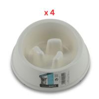 M-PETS Melamine High Back Slow Down Bowl White 250ml (Pack of 4)
