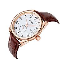 two-needle half-calendar men's watch student leather sports quartz watch miniinthebox - thumbnail