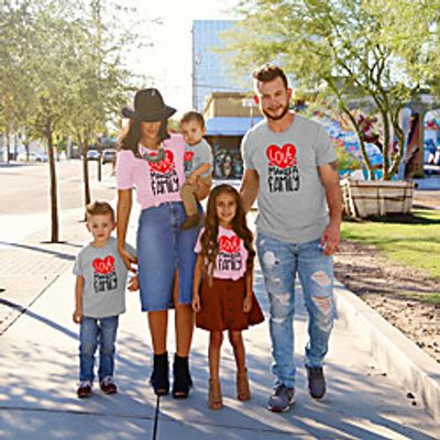 Family Look Valentines T shirt Tops Heart Letter Causal Print Multicolor Short Sleeve Daily Matching Outfits  Summer  Cute Lightinthebox