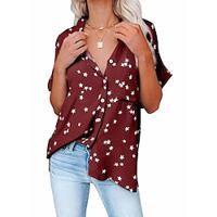 Women's Shirt Blouse Star Daily Vacation Button Print Pink Short Sleeve Casual Shirt Collar Spring Summer Lightinthebox