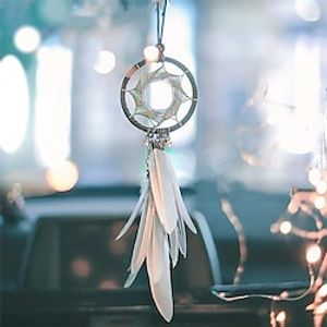 Alynsehom Dream Catcher Car Interior Rearview Mirror Hanging Decor Handmade Grids Nature Feather Small Boho Car Charms Pendant Accessories Lightinthebox