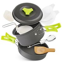 Camping Cookware Kit 12 Pcs Backpacking Gear Hiking Fishing Outdoors Cooking Equipment Ultralight Cooking Set with Compact Durable Pot Pan Bowls Folding Spork Nylon Bag Lightinthebox - thumbnail