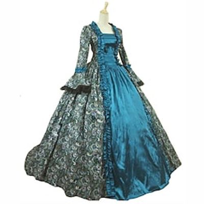 Princess Rococo Victorian Renaissance Cocktail Dress Vintage Dress Dress Party Costume Masquerade Prom Dress Women's Costume Vintage Cosplay Halloween Party  Evening Prom Long Sleeve Floor Length Lightinthebox