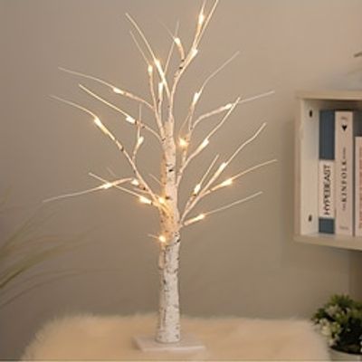 1Pc Lighted Birch Tree For Home Decor Warm White LED Tree USB Powered Battery Operated Tabletop Mini Artificial Tree With Lights Perfect For Christmas Weddings And Valentine's Day Decorations Lightinthebox