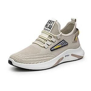 Men's Sneakers Sporty Look Flyknit Shoes Sporty Casual Outdoor Daily Running Shoes Walking Shoes Tissage Volant Breathable Black Beige Slogan Summer Spring miniinthebox