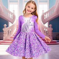 Carnival Girls' 3D Unicorn Dress Pink Long Sleeve 3D Print Spring Fall Sports  Outdoor Daily Holiday Cute Casual Beautiful Kids 3-12 Years Casual Dress A Line Dress Above Knee Polyester Lightinthebox - thumbnail
