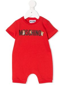 Moschino Kids logo bear print romper - Red