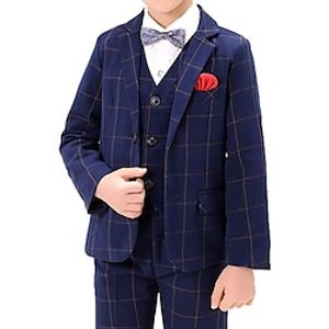 5 Pieces Kids Boys Shirt  Pants FormalSet Clothing Set Outfit Stripe Long Sleeve Set Formal Fashion Summer Spring 7-13 Years Royal Blue Lightinthebox