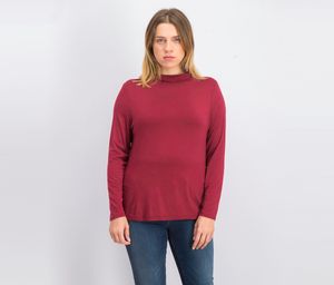 Womens Petite Long Sleeve Top  Maroon
