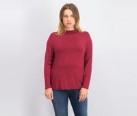 Womens Petite Long Sleeve Top  Maroon - thumbnail