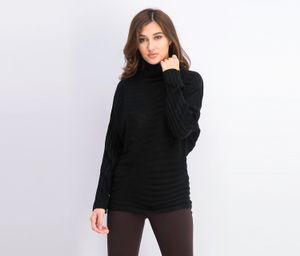 Womens Forest Dolman Ribbed Turtle Neck Pullover Sweater  Black