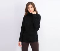 Womens Forest Dolman Ribbed Turtle Neck Pullover Sweater  Black - thumbnail